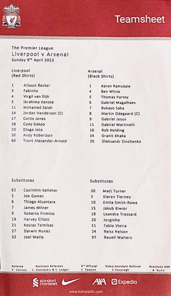 Teamsheet