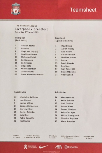 Teamsheet