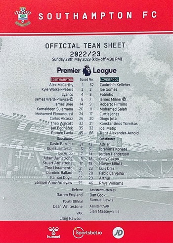 Teamsheet