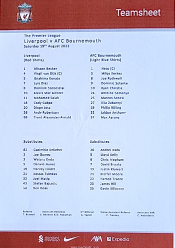 Teamsheet