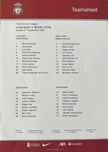 Teamsheet