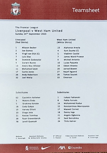 Teamsheet