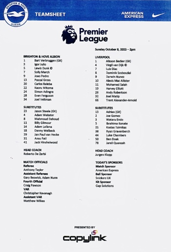 Teamsheet