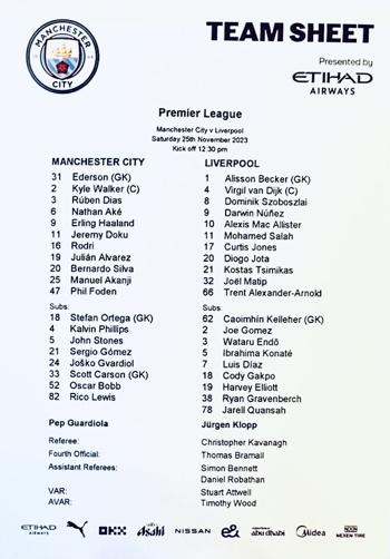 Teamsheet