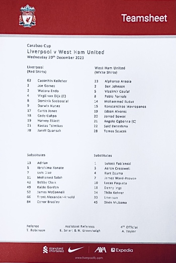 Teamsheet