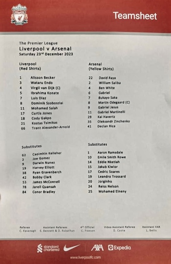 Teamsheet