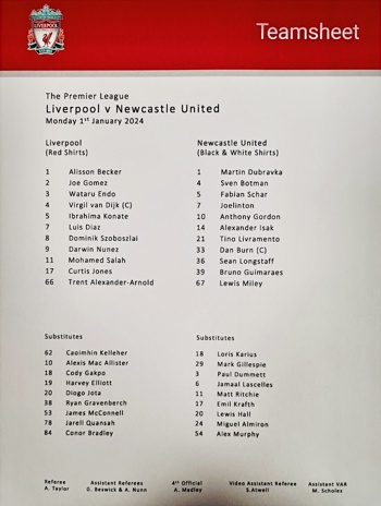 Teamsheet