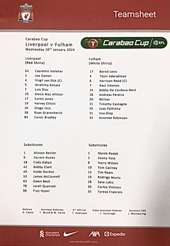 Teamsheet