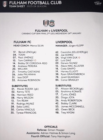 Teamsheet
