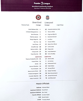 Teamsheet