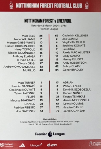 Teamsheet