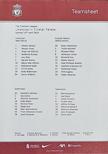 Teamsheet