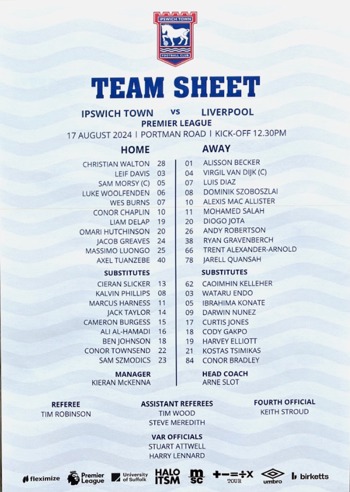 Teamsheet