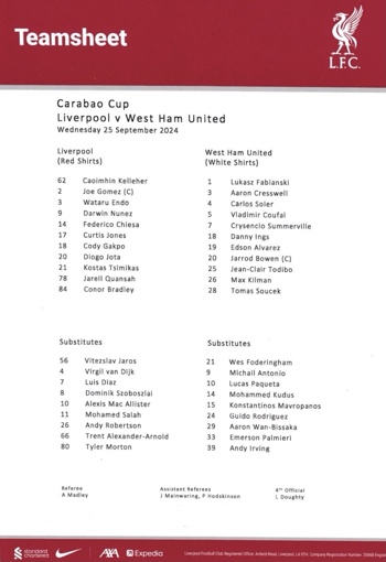 Teamsheet