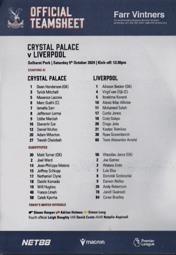 Teamsheet