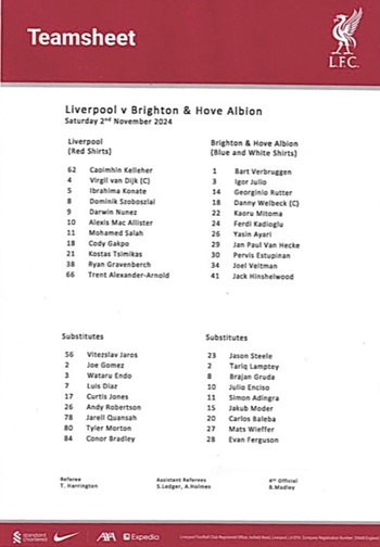 Teamsheet