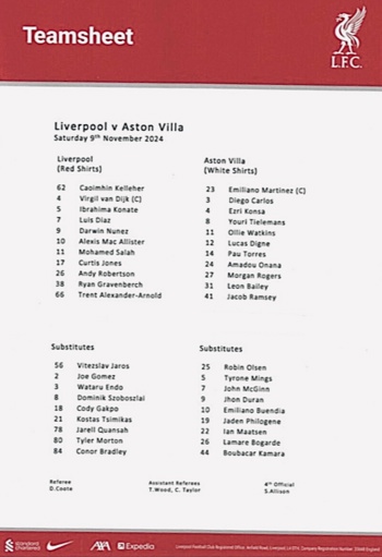 Teamsheet
