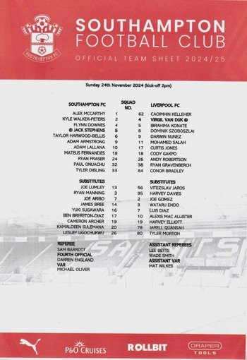 Teamsheet
