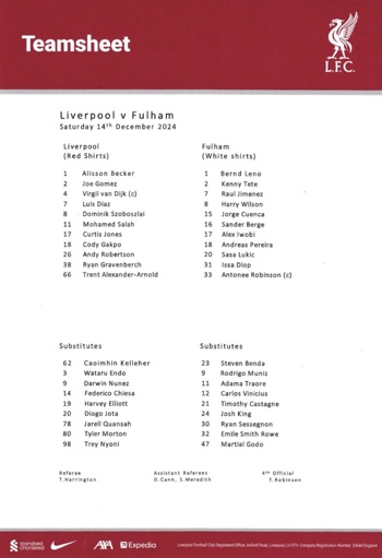 Teamsheet