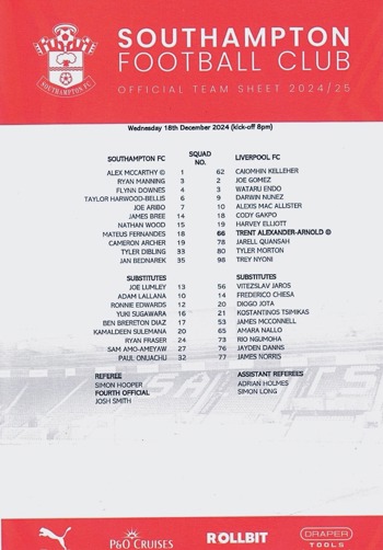 Teamsheet