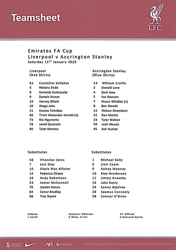 Teamsheet