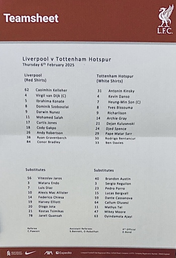 Teamsheet