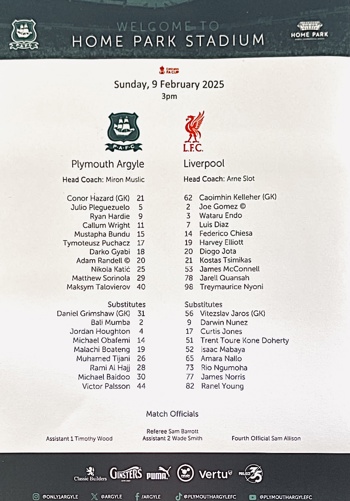 Teamsheet