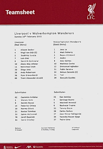Teamsheet