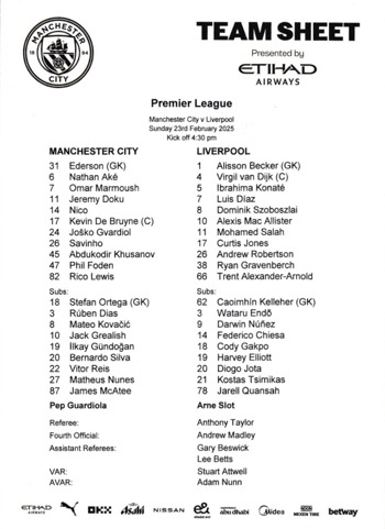 Teamsheet