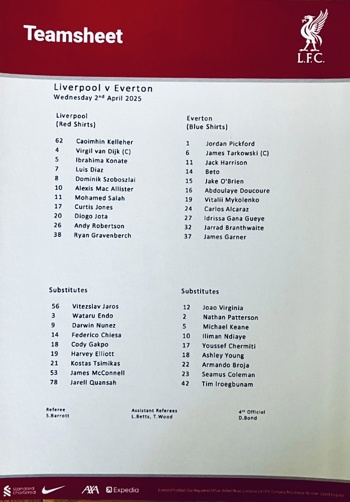 Teamsheet