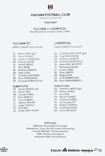 Teamsheet