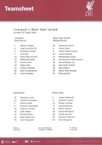 Teamsheet