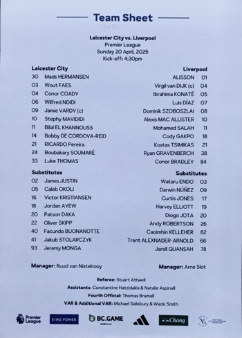 Teamsheet