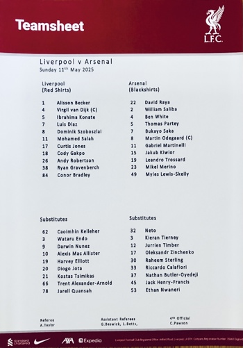 Teamsheet