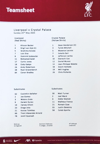 Teamsheet