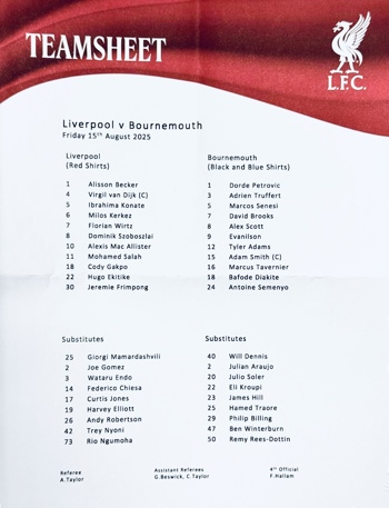 Teamsheet