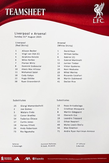 Teamsheet