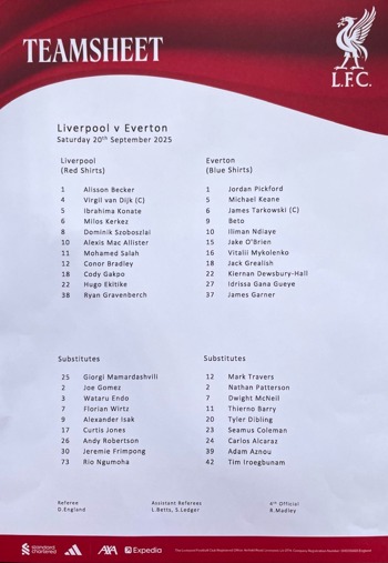 Teamsheet