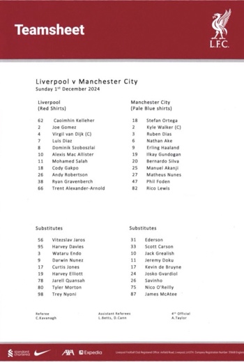 Teamsheet