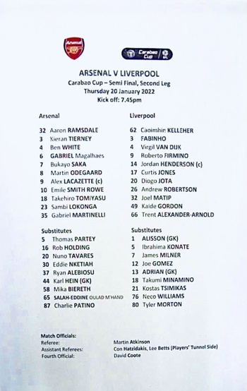 Teamsheet