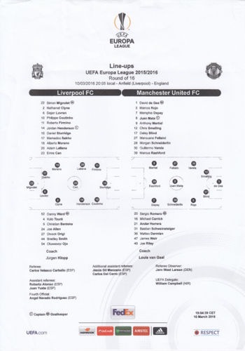UEFA Teamsheet