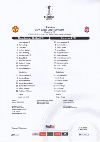 UEFA Teamsheet