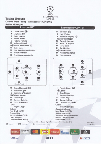 UEFA Teamsheet