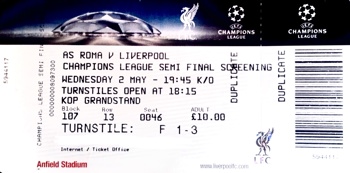 Anfield screening ticket