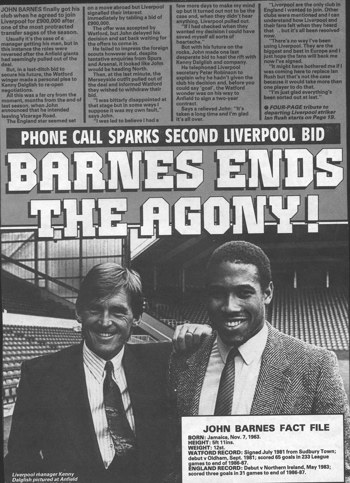 Barnes ends the agony - signs in at Liverpool in June 1987