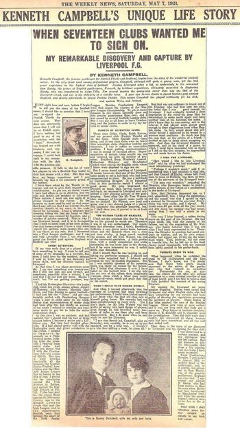 My remarkable discovery and capture by Liverpool FC - The Weekly News 7 May 1921