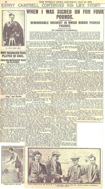 When I was signed for four pounds - The Weekly News 14 May 1921