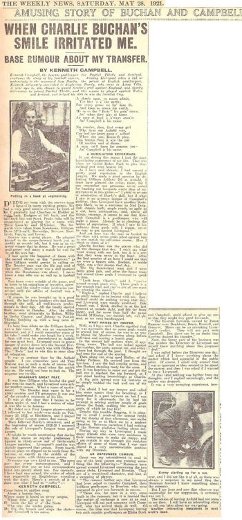 When Charlie Buchan's smile irritated me - The Weekly News 28 May 1921