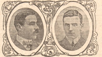 Cox and Crook (Blackpool) take part in 100 yards footballers' race in 1905