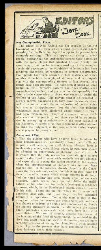 Club programme article on LFC's miserable form courtesy of the Everton Collection Charitable Trust